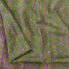 Sanskriti Vintage Sarees Green/Purple Pure Silk Printed Sari 5yd Craft Sustainable Fabric