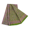 Sanskriti Vintage Sarees Green/Purple Pure Silk Printed Sari 5yd Craft Sustainable Fabric