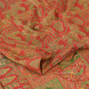 Sanskriti Vintage Sarees Red/Green 100% Pure Silk Printed Sari 6yd Craft Sustainable Fabric