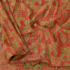 Sanskriti Vintage Sarees Red/Green 100% Pure Silk Printed Sari 6yd Craft Sustainable Fabric