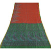 Sanskriti Vintage Sarees Red Zari Border Pure Silk Printed Sari 5yd Craft Sustainable Fabric