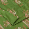 Sanskriti Vintage Sarees Green Indian Pure Silk Printed Sari 6yd Craft Sustainable Fabric