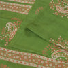 Sanskriti Vintage Sarees Green Indian Pure Silk Printed Sari 6yd Craft Sustainable Fabric