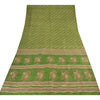 Sanskriti Vintage Sarees Green Indian Pure Silk Printed Sari 6yd Craft Sustainable Fabric