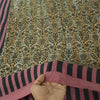 Sanskriti Vintage Sarees Cream Pure Silk Floral Printed Sari 5+yd Craft Fabric