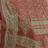 Sanskriti Vintage Sarees Red Pure Silk Paisley Printed Sari 5+yd Craft Fabric