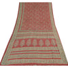 Sanskriti Vintage Sarees Red Pure Silk Paisley Printed Sari 5+yd Craft Fabric