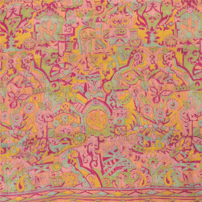 Sanskriti Vintage Sarees Green Indian Pure Silk Printed Sari 6yd Craft Sustainable Fabric