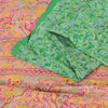 Sanskriti Vintage Sarees Green Indian Pure Silk Printed Sari 6yd Craft Sustainable Fabric