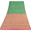 Sanskriti Vintage Sarees Green Indian Pure Silk Printed Sari 6yd Craft Sustainable Fabric