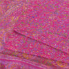 Sanskriti Vintage Sarees From India Pink Pure Silk Printed Sari 5yd Craft Fabric