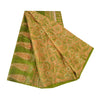Sanskriti Vintage Sarees Green Indian Pure Silk Printed Sari 6yd Craft Sustainable Fabric