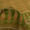 Sanskriti Vintage Sarees Green Indian Pure Silk Printed Sari 6yd Craft Sustainable Fabric