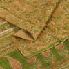 Sanskriti Vintage Sarees Green Indian Pure Silk Printed Sari 6yd Craft Sustainable Fabric