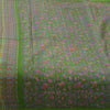Sanskriti Vintage Sarees Green Indian Pure Silk Printed Sari 5yd Craft Sustainable Fabric