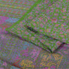 Sanskriti Vintage Sarees Green Indian Pure Silk Printed Sari 5yd Craft Sustainable Fabric