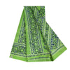 Sanskriti Vintage Sarees Green Indian Pure Silk Printed Sari 5+yd Craft Fabric