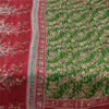 Sanskriti Vintage Sarees Green Indian Pure Silk Printed Sari 5yd Craft Sustainable Fabric