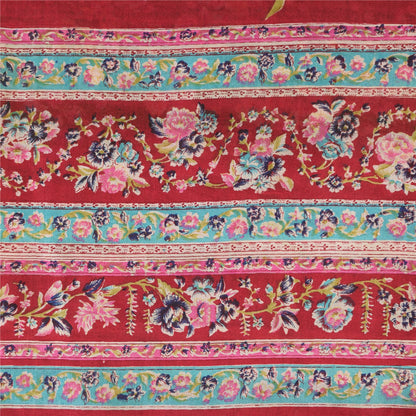 Sanskriti Vintage Sarees Green Indian Pure Silk Printed Sari 5yd Craft Sustainable Fabric