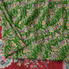 Sanskriti Vintage Sarees Green Indian Pure Silk Printed Sari 5yd Craft Sustainable Fabric