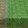Sanskriti Vintage Sarees Indian Green Pure Silk Printed Sari 5yd Craft Sustainable Fabric