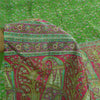 Sanskriti Vintage Sarees Indian Green Pure Silk Printed Sari 5yd Craft Sustainable Fabric