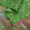 Sanskriti Vintage Sarees Indian Green Pure Silk Printed Sari 5yd Craft Sustainable Fabric