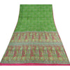 Sanskriti Vintage Sarees Indian Green Pure Silk Printed Sari 5yd Craft Sustainable Fabric