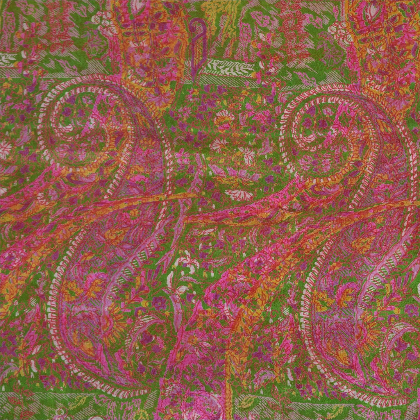 Sanskriti Vintage Sarees From India Red Pure Silk Printed Sari 5yd Craft Sustainable Fabric