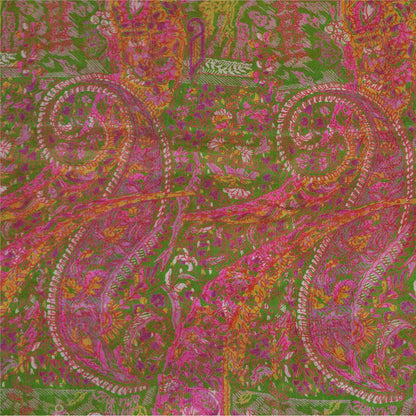 Sanskriti Vintage Sarees From India Red Pure Silk Printed Sari 5yd Craft Sustainable Fabric