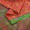 Sanskriti Vintage Sarees From India Red Pure Silk Printed Sari 5yd Craft Sustainable Fabric