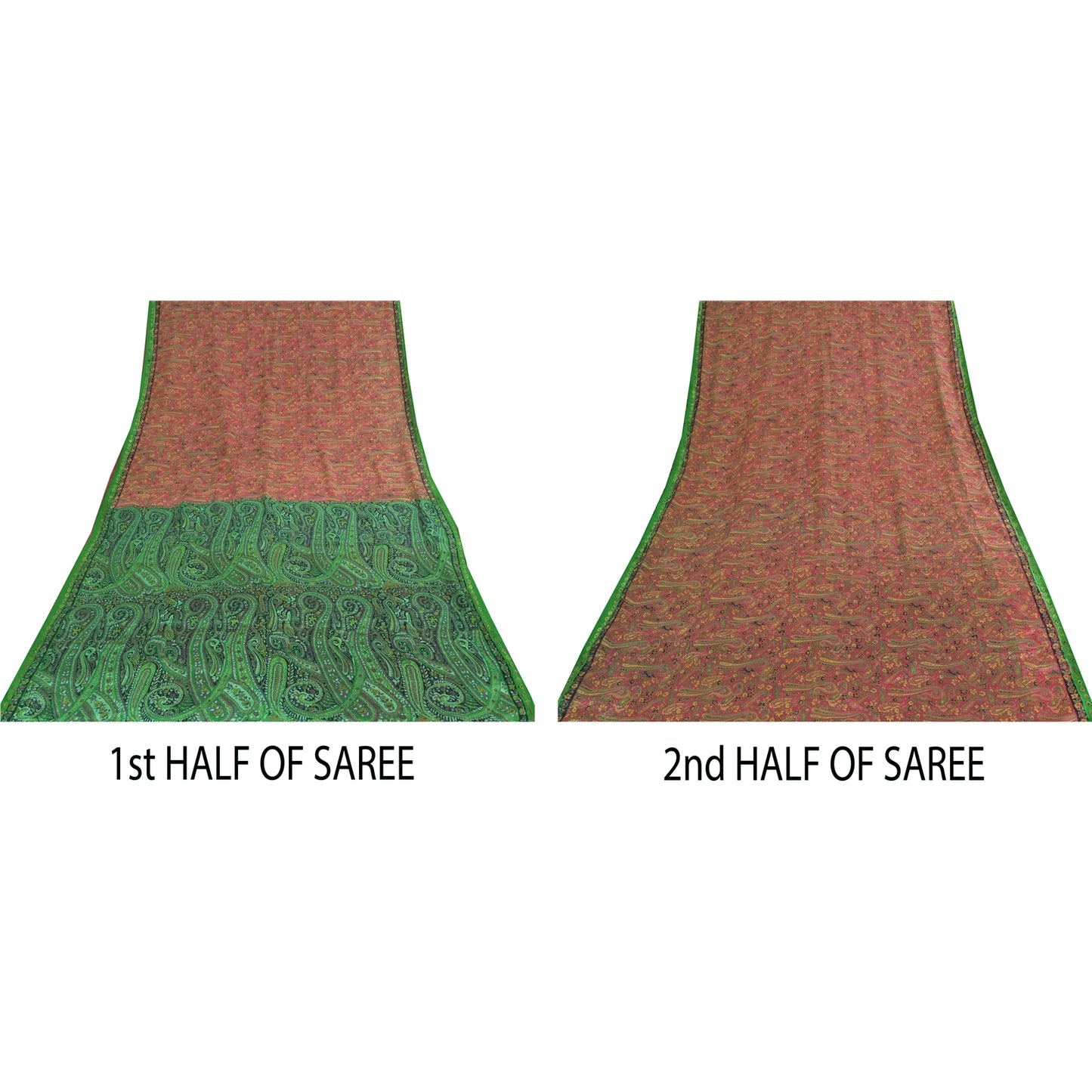 Sanskriti Vintage Sarier Fra Indien Pink Ren Silke Trykt Sari 5yd Håndværk Bæredygtigt Stoff