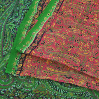 Sanskriti Vintage Sarier Fra Indien Pink Ren Silke Trykt Sari 5yd Håndværk Bæredygtigt Stoff