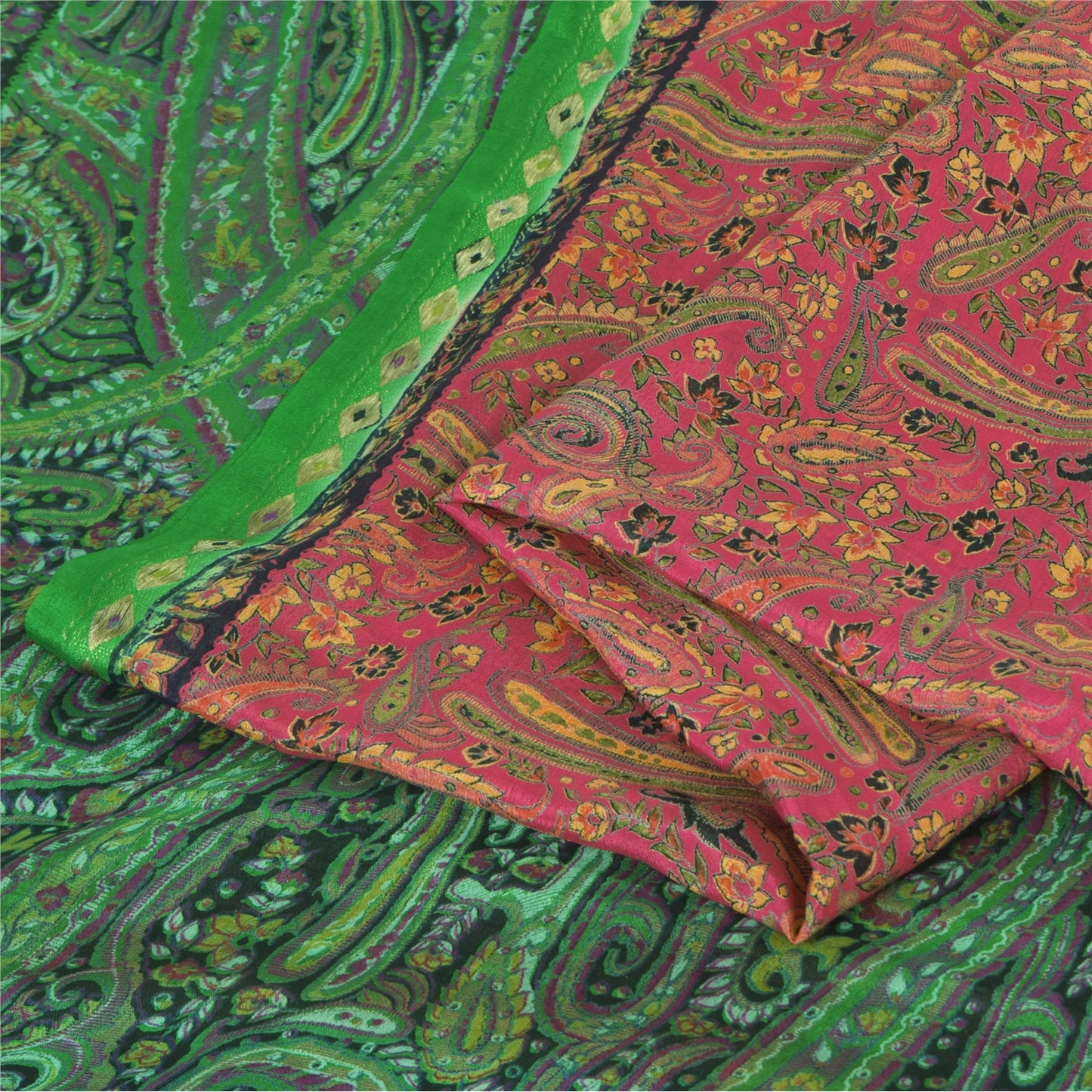 Sanskriti Vintage Sarier Fra Indien Pink Ren Silke Trykt Sari 5yd Håndværk Bæredygtigt Stoff