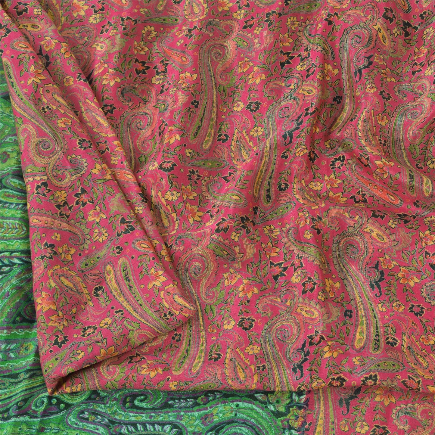 Sanskriti Vintage Sarier Fra Indien Pink Ren Silke Trykt Sari 5yd Håndværk Bæredygtigt Stoff