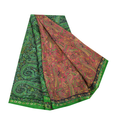 Sanskriti Vintage Sarier Fra Indien Pink Ren Silke Trykt Sari 5yd Håndværk Bæredygtigt Stoff