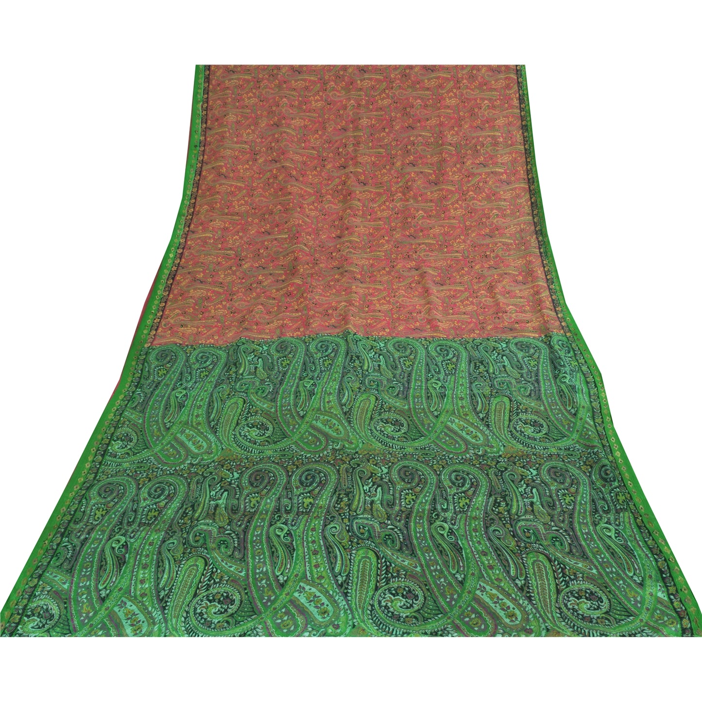 Sanskriti Vintage Sarier Fra Indien Pink Ren Silke Trykt Sari 5yd Håndværk Bæredygtigt Stoff