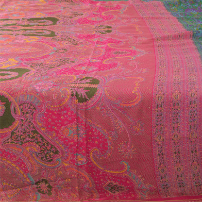 Sanskriti Vintage Sarees Green Indian Pure Silk Printed Sari Floral Craft Sustainable Fabric