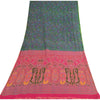 Sanskriti Vintage Sarees Green Indian Pure Silk Printed Sari Floral Craft Sustainable Fabric