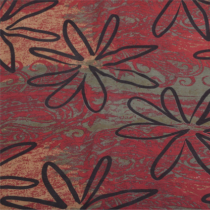 Sanskriti Vintage Sarees Red/Green 100% Pure Silk Printed Sari 5yd Craft Sustainable Fabric
