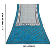 Sanskriti Vintage Sarees Ivory/Blue 100% Pure Silk Printed Sari 5yd Craft Sustainable Fabric