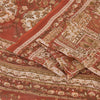 Sanskriti Vintage Sarees Orange Indian Pure Silk Printed Sari 5yd Craft Sustainable Fabric