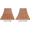 Sanskriti Vintage Sarees Orange Indian Pure Silk Printed Sari 5yd Craft Sustainable Fabric
