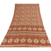 Sanskriti Vintage Sarees Orange Indian Pure Silk Printed Sari 5yd Craft Sustainable Fabric