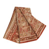 Sanskriti Vintage Sarees Orange Indian Pure Silk Printed Sari 5yd Craft Sustainable Fabric