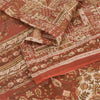 Sanskriti Vintage Sarees Orange Indian Pure Silk Printed Sari 5yd Craft Sustainable Fabric