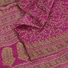 Sanskriti Vintage Sarees Dark Pink 100% Pure Silk Printed Sari 5yd Craft Sustainable Fabric