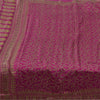 Sanskriti Vintage Sarees Dark Pink 100% Pure Silk Printed Sari 5yd Craft Sustainable Fabric