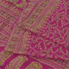 Sanskriti Vintage Sarees Dark Pink 100% Pure Silk Printed Sari 5yd Craft Sustainable Fabric
