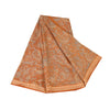 Sanskriti Vintage Sarees Saffron Indian Pure Silk Printed Sari 6yd Craft Sustainable Fabric